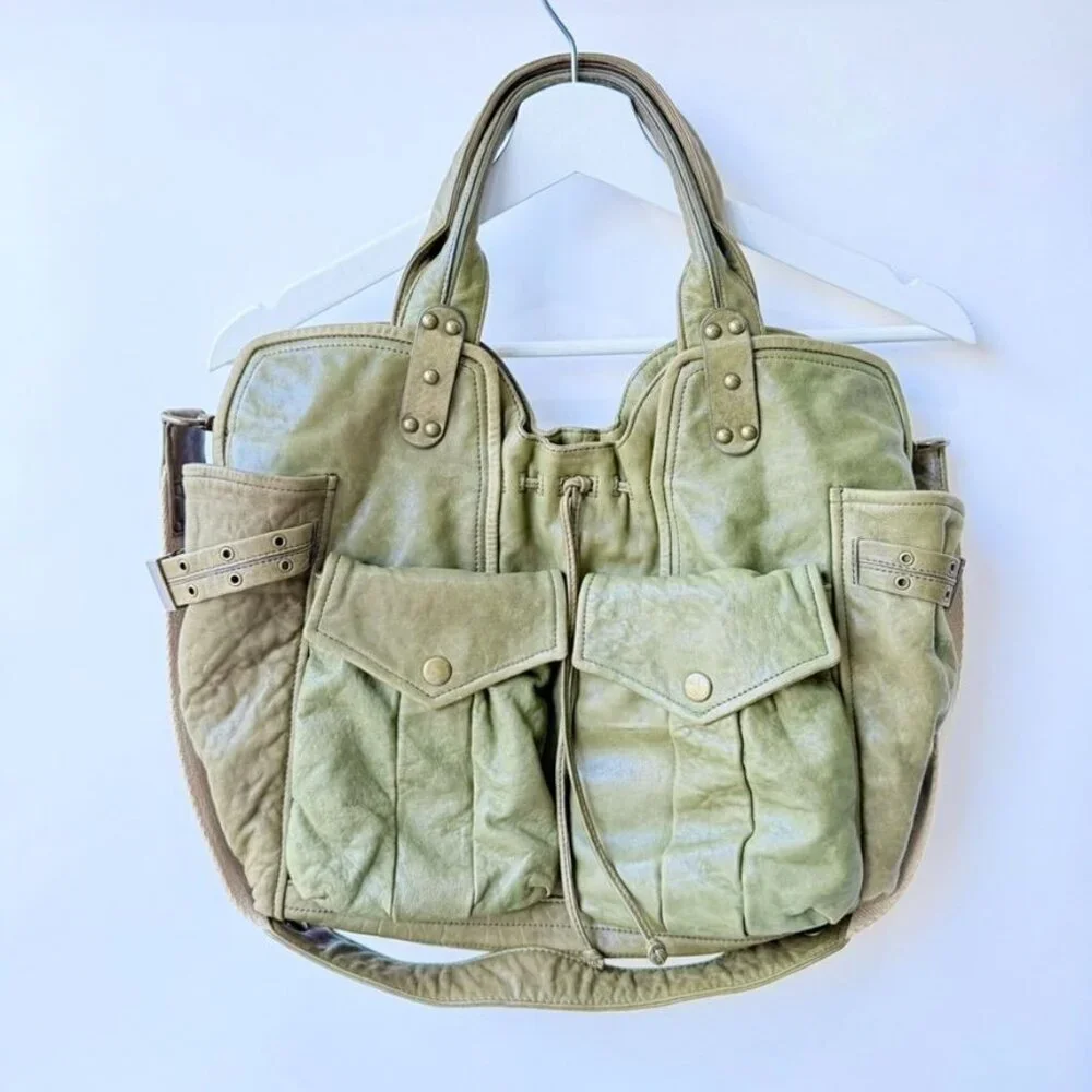 Kooba Campbell Leather Satchel Bag – Olive Green - Picture 1 of 11
